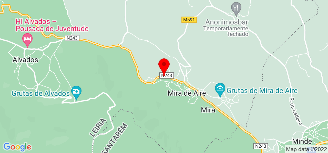 T&acirc;nia - Leiria - Porto de Mós - Mapa